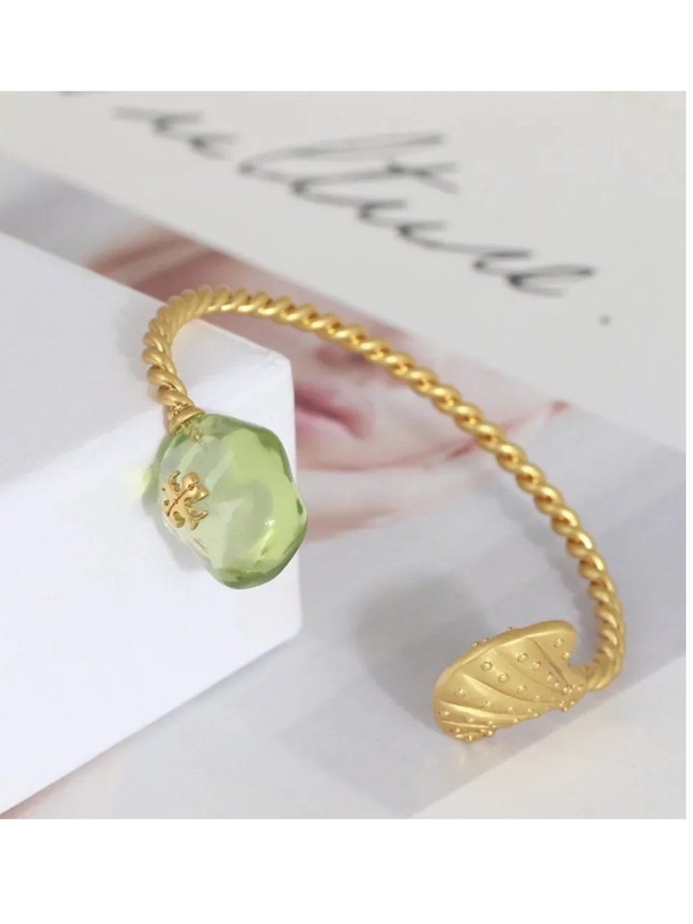 Tory Burch Twisted Cuff Bracelet Green